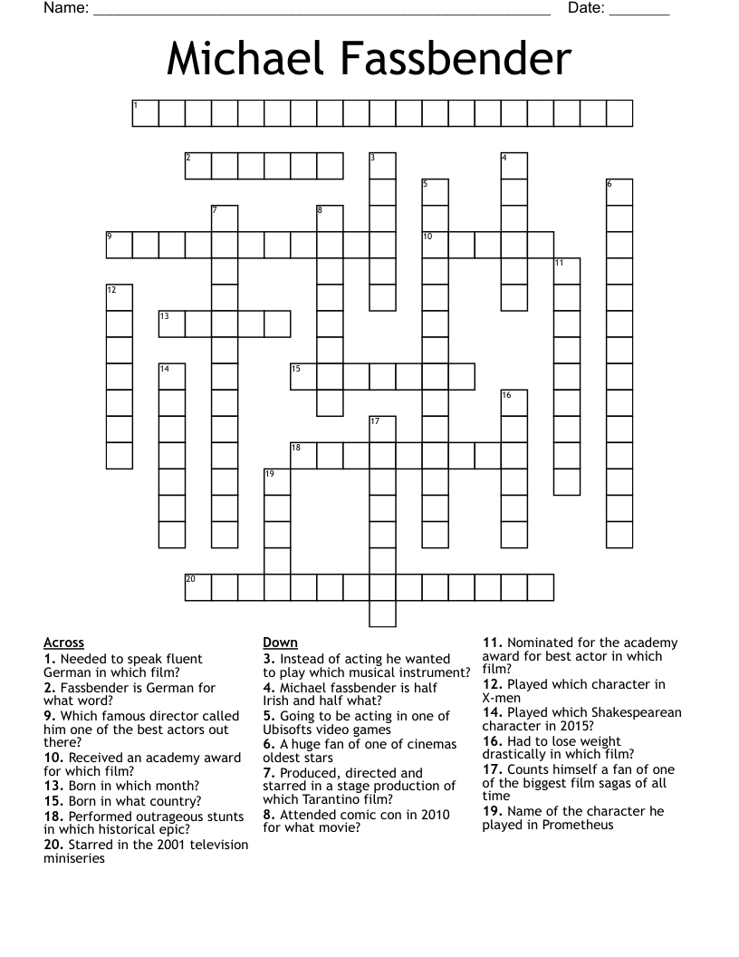 Michael Fassbender Crossword