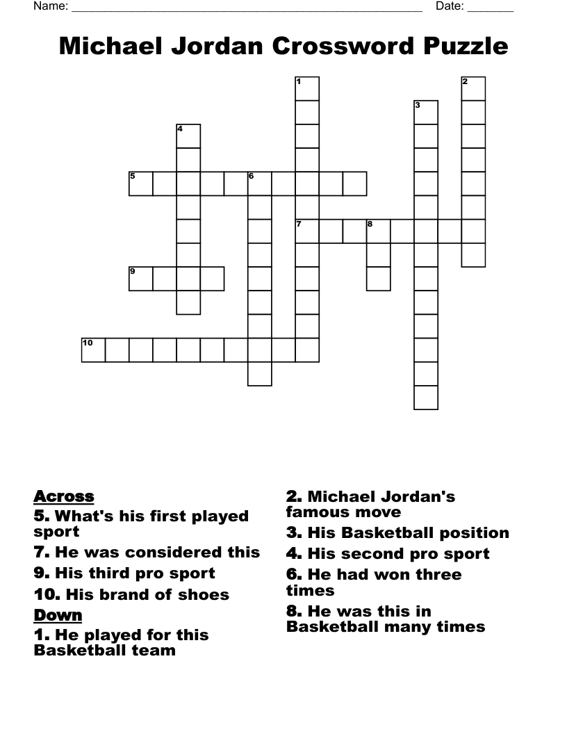 Michael Jordan Crossword Puzzle