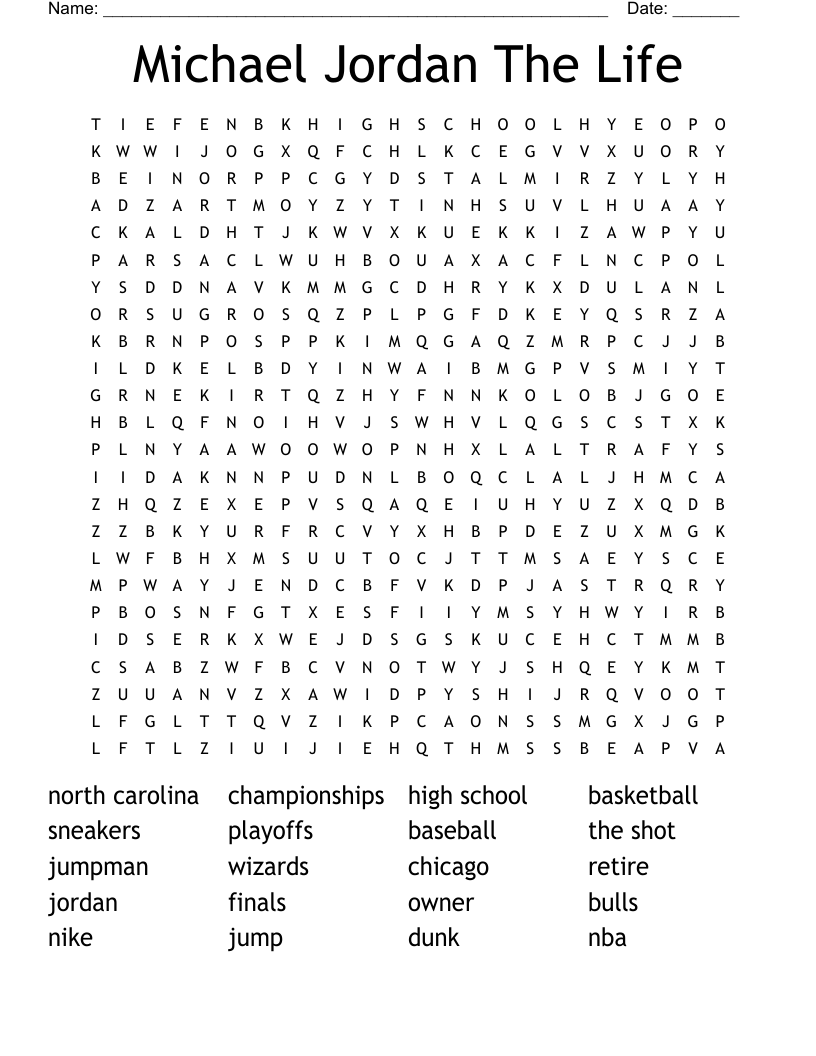 Michael Jordan The Life Word Search