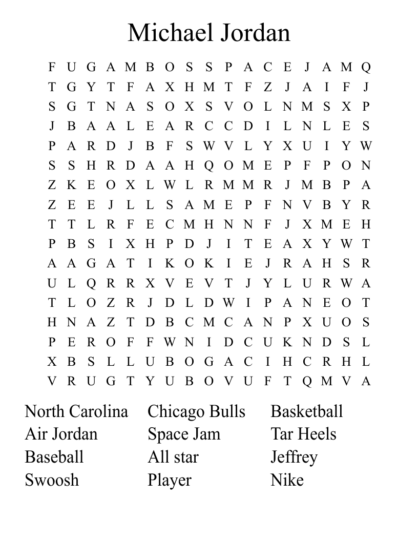 Michael Jordan  Word Search