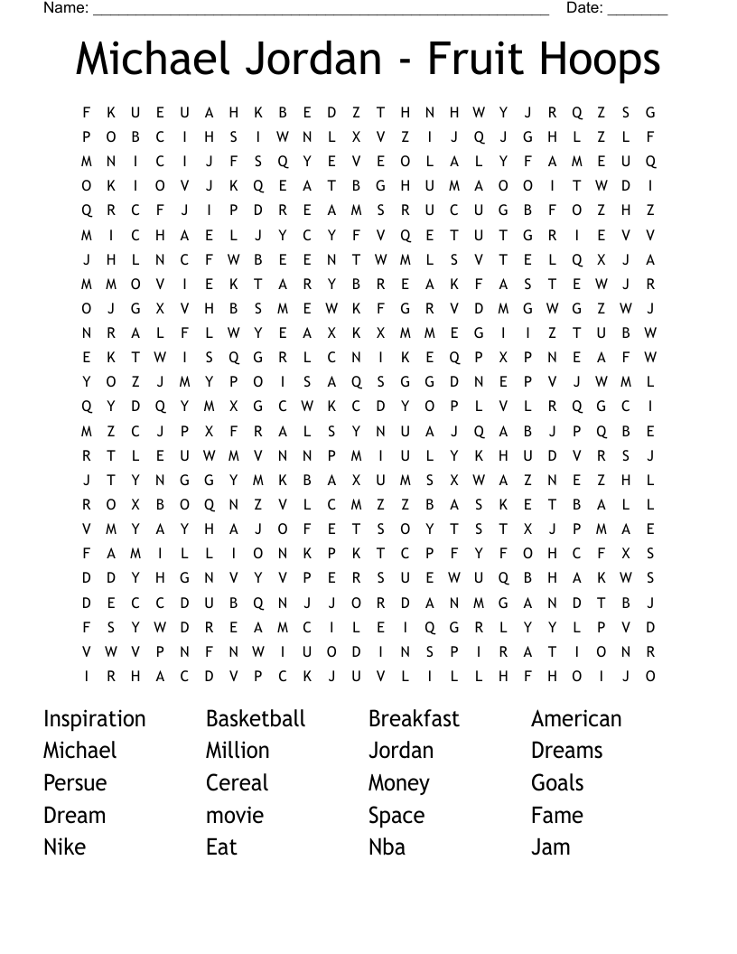 Michael Jordan - Fruit Hoops Word Search