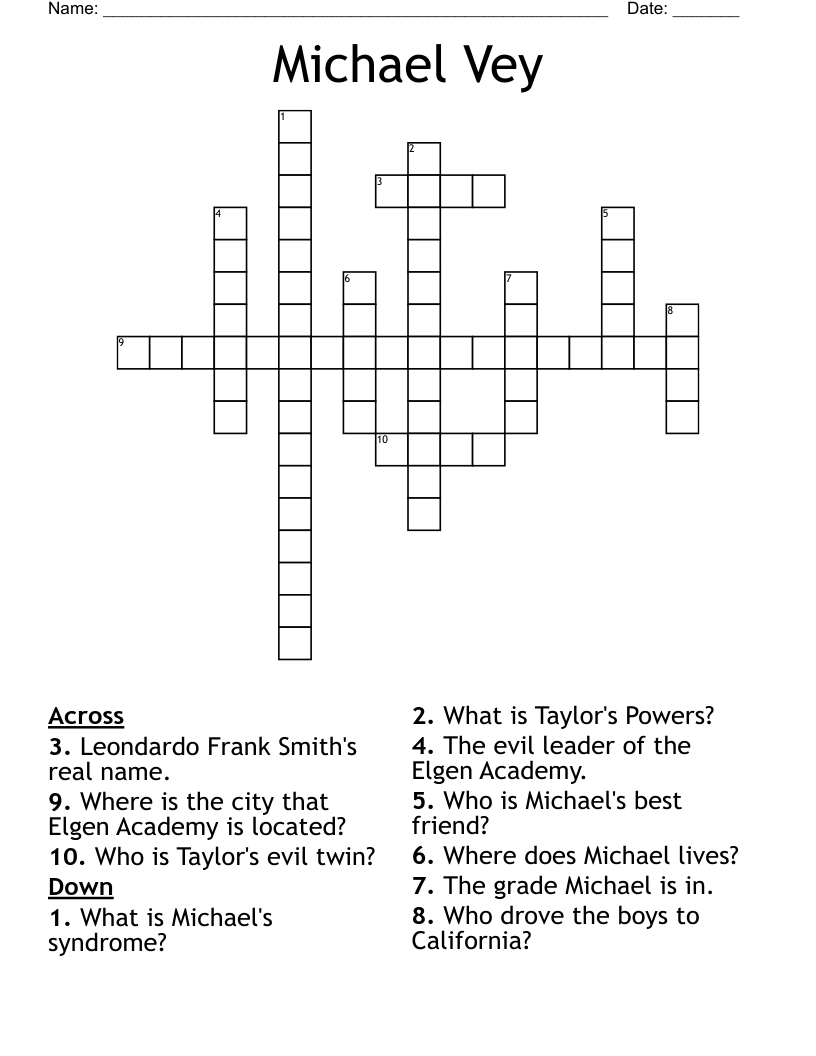 Michael Vey Crossword