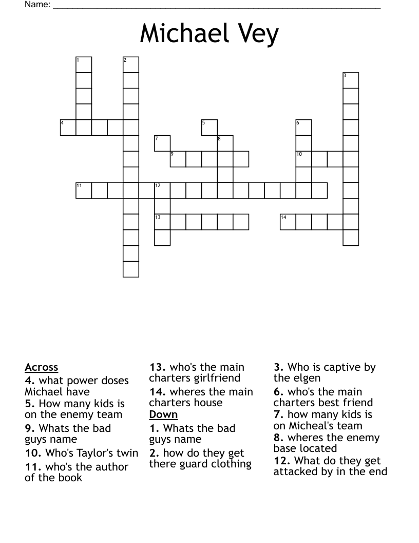 Michael Vey Crossword