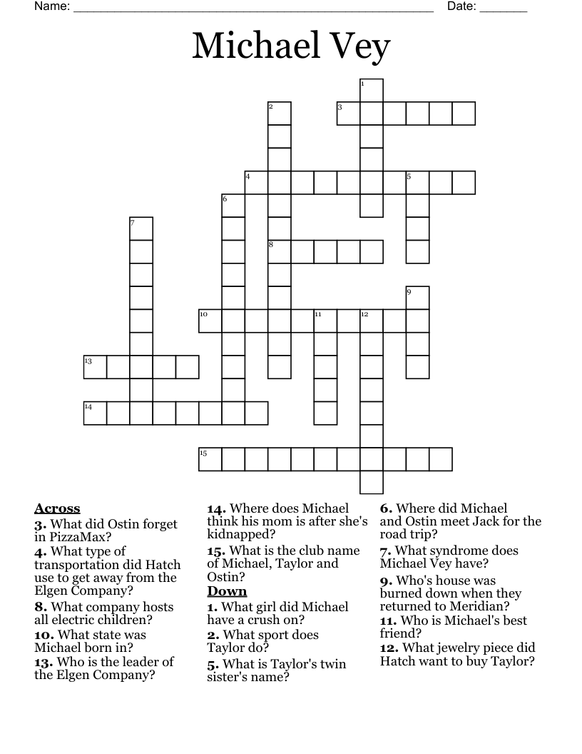 Michael Vey Crossword