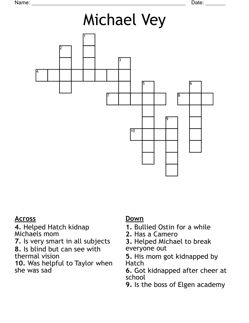 Michael Vey Crossword