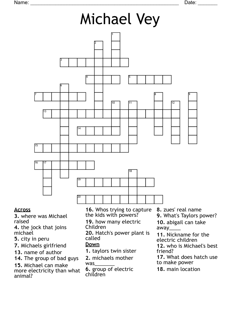 Michael Vey Crossword