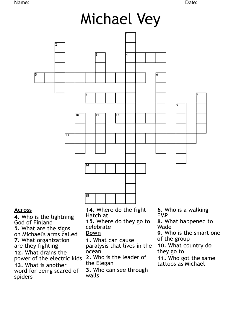 Michael Vey Crossword