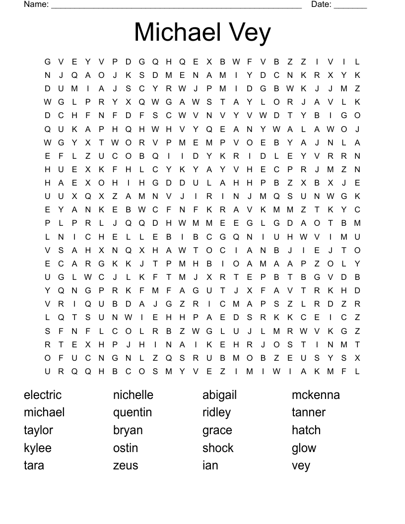 Michael Vey Word Search