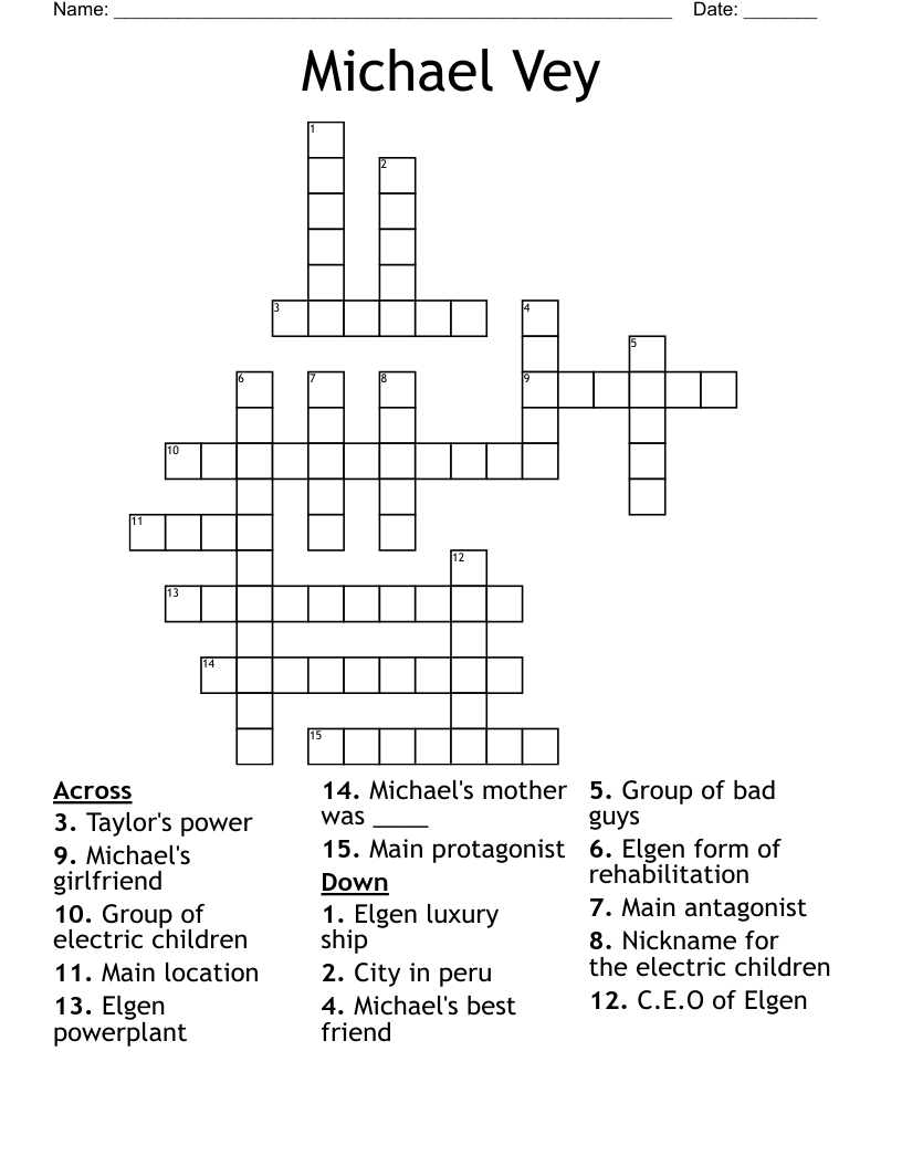 Michael Vey Crossword