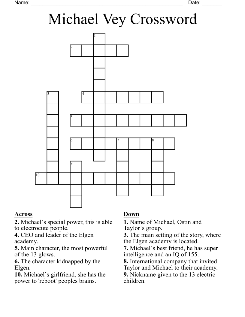 Michael Vey Crossword