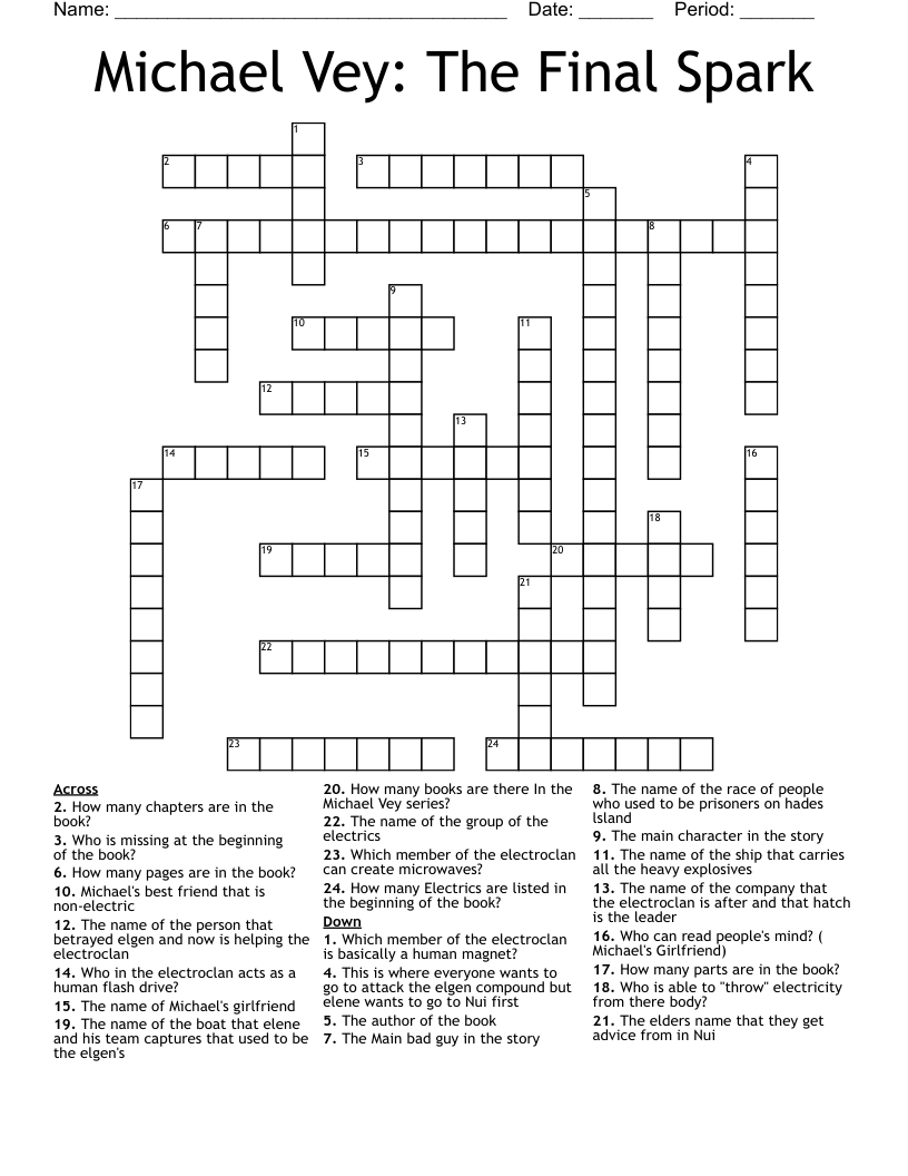 Michael Vey: The Final Spark Crossword