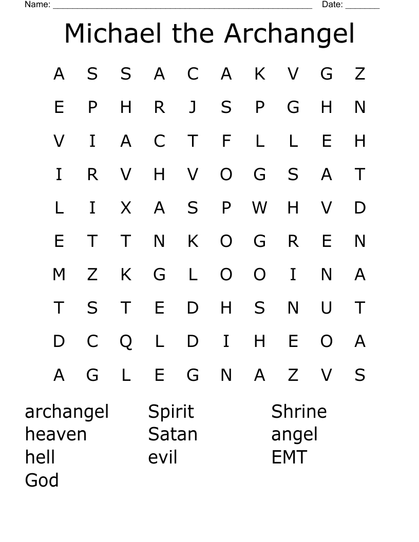 Michael the Archangel Word Search