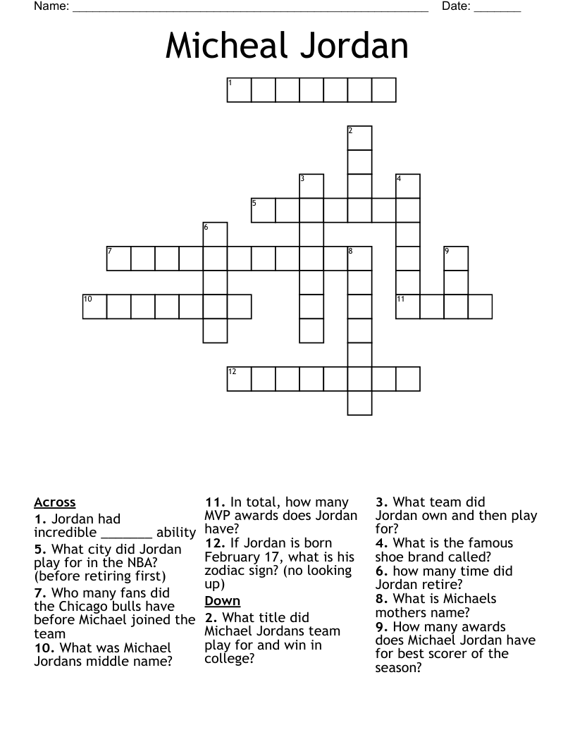 Micheal Jordan Crossword