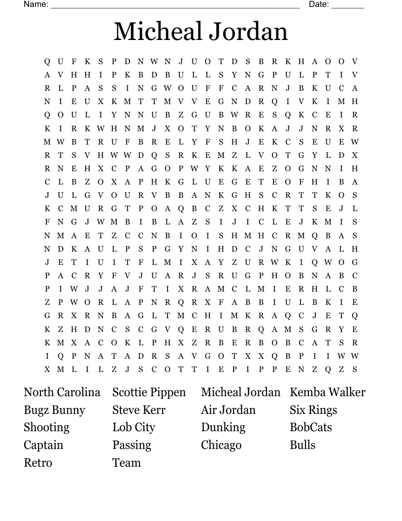 Micheal Jordan  Word Search