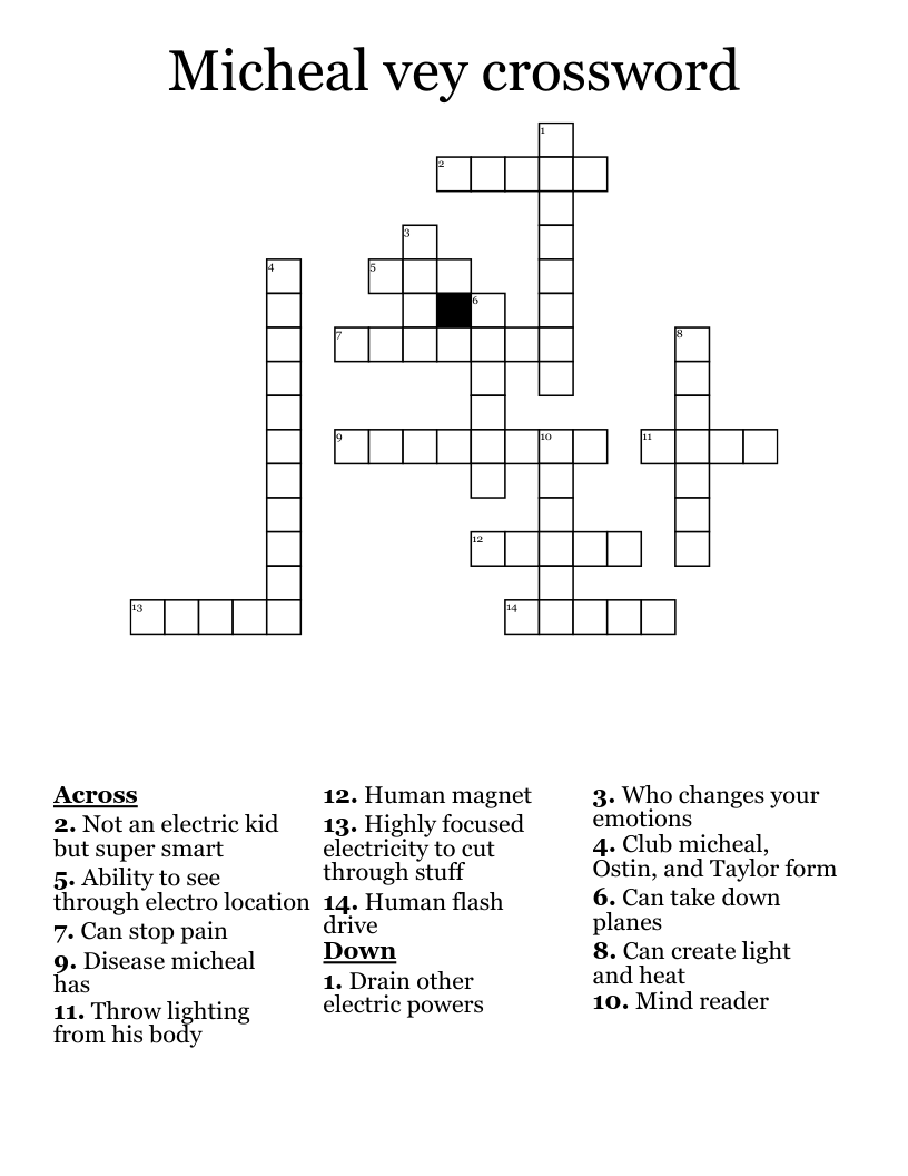 Micheal vey crossword 