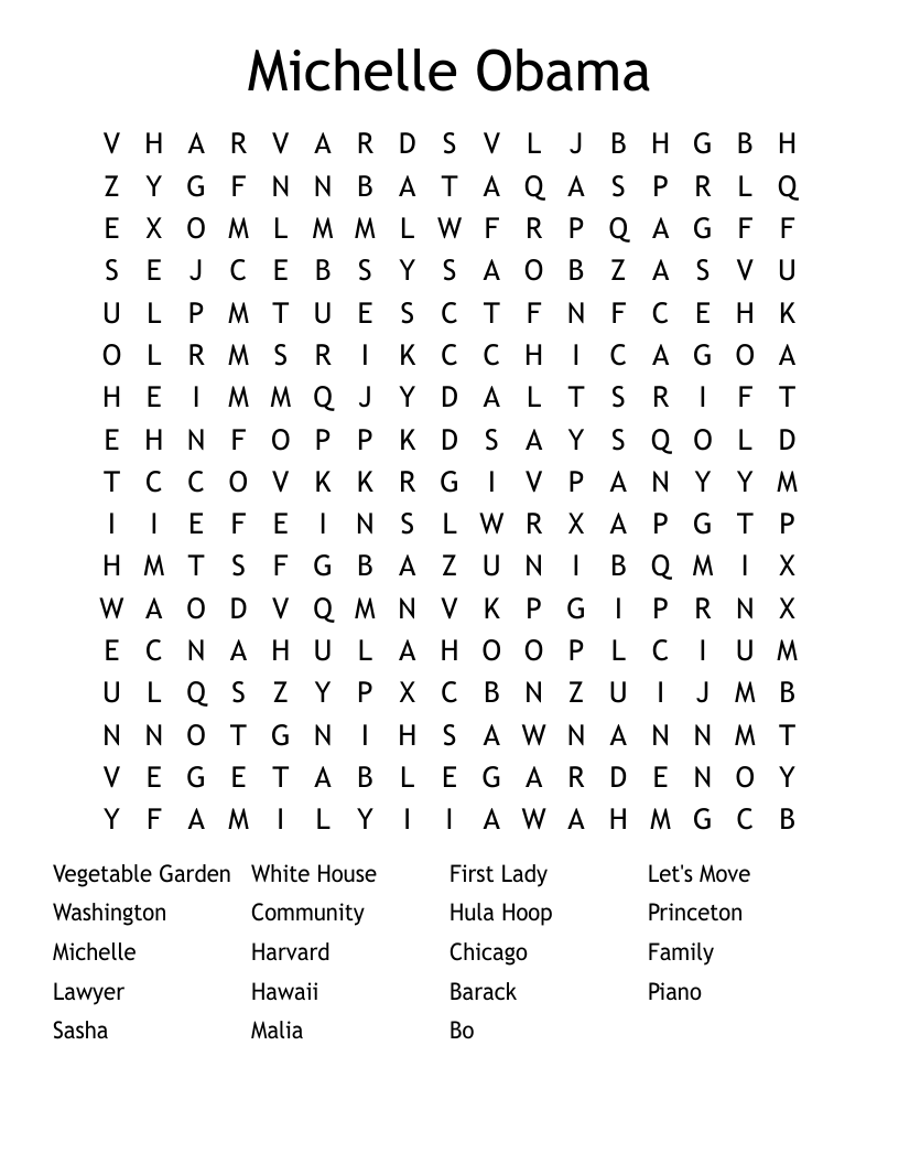 Michelle Obama Word Search