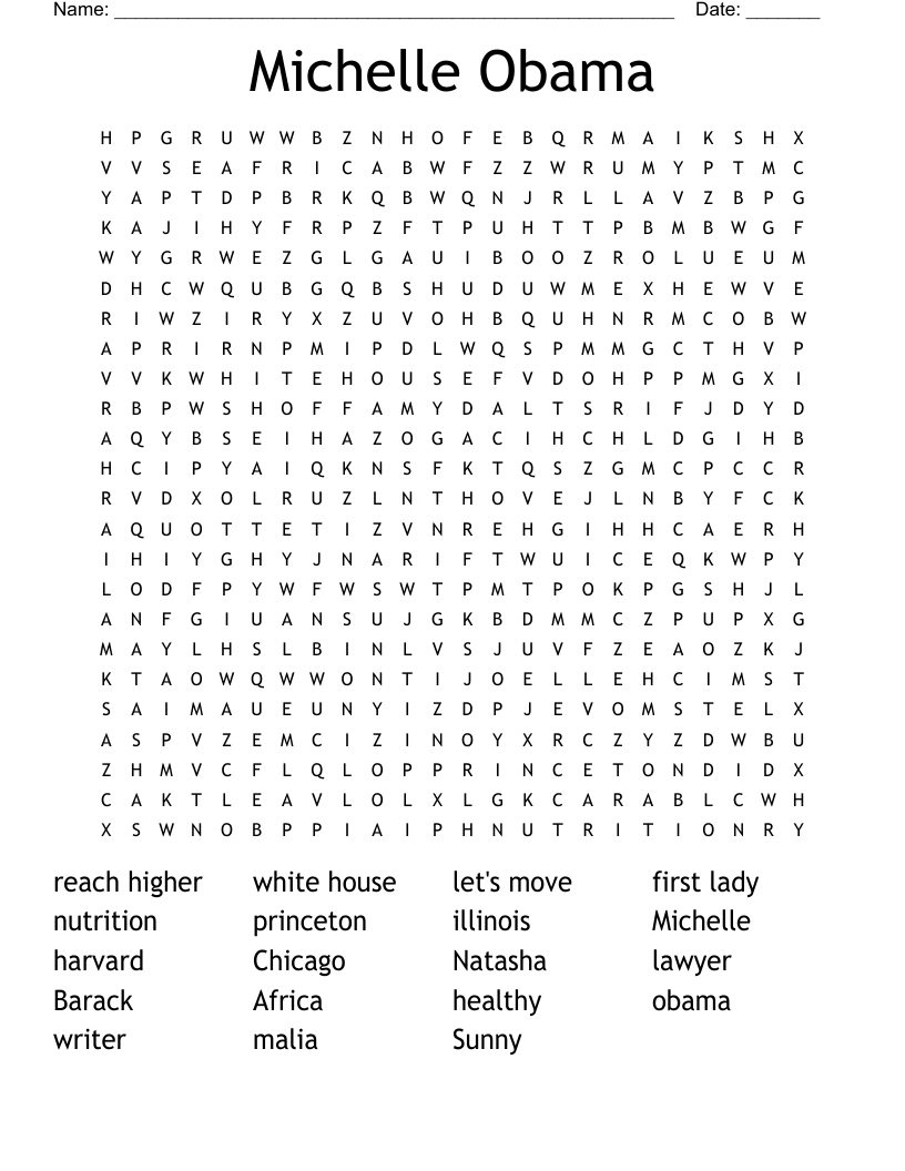 Michelle Obama  Word Search