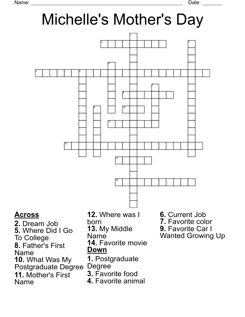 Michelle's Mother's Day  Crossword