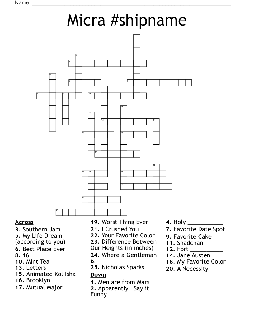 Micra #shipname Crossword