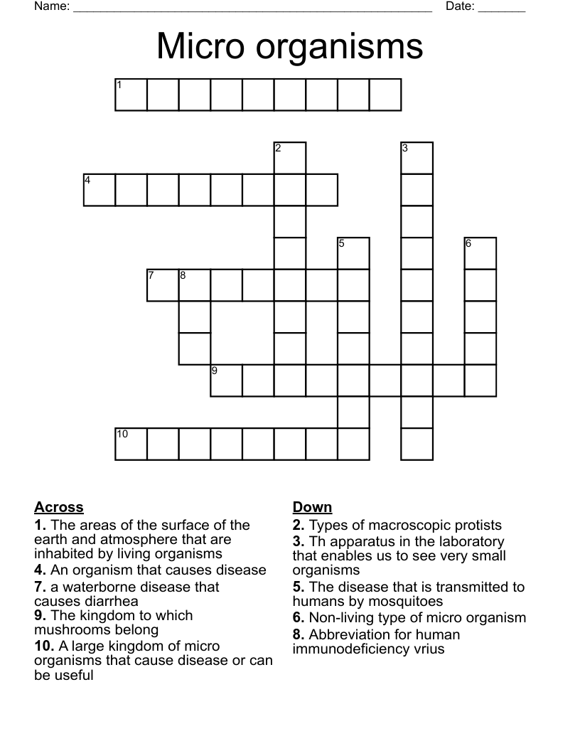 Micro organisms Crossword