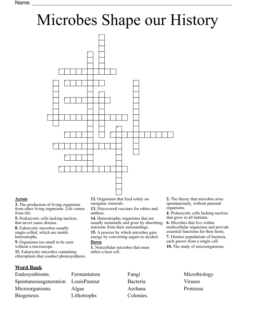 Microbes Shape our History  Crossword