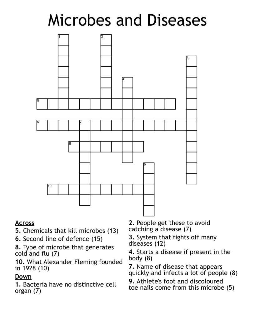 Microbes and Diseases Crossword