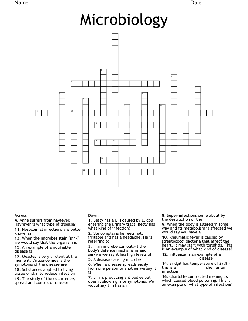 Microbiology Crossword