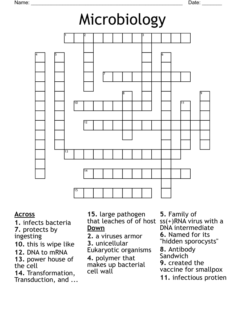 Microbiology Crossword