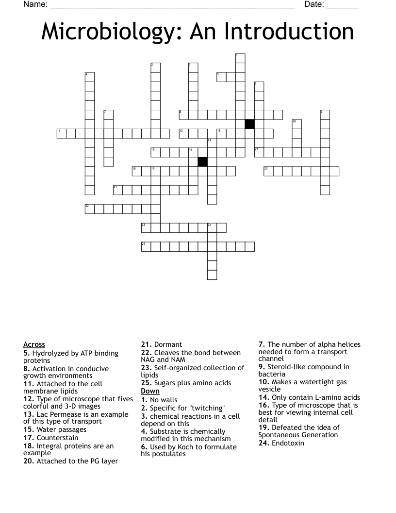 Microbiology: An Introduction Crossword