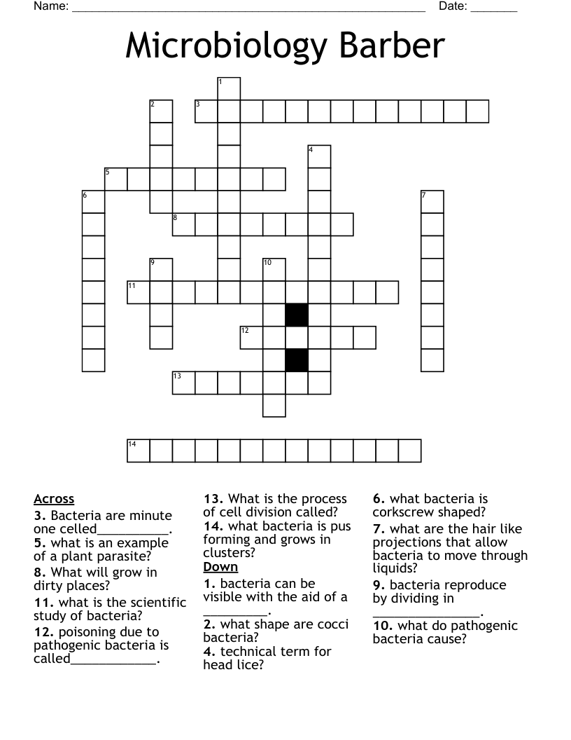 Microbiology Barber Crossword