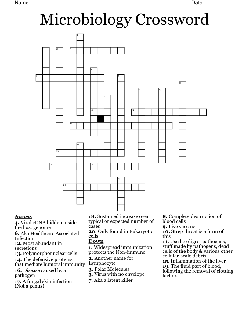 Microbiology Crossword