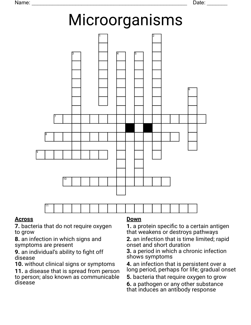 Microorganisms Crossword