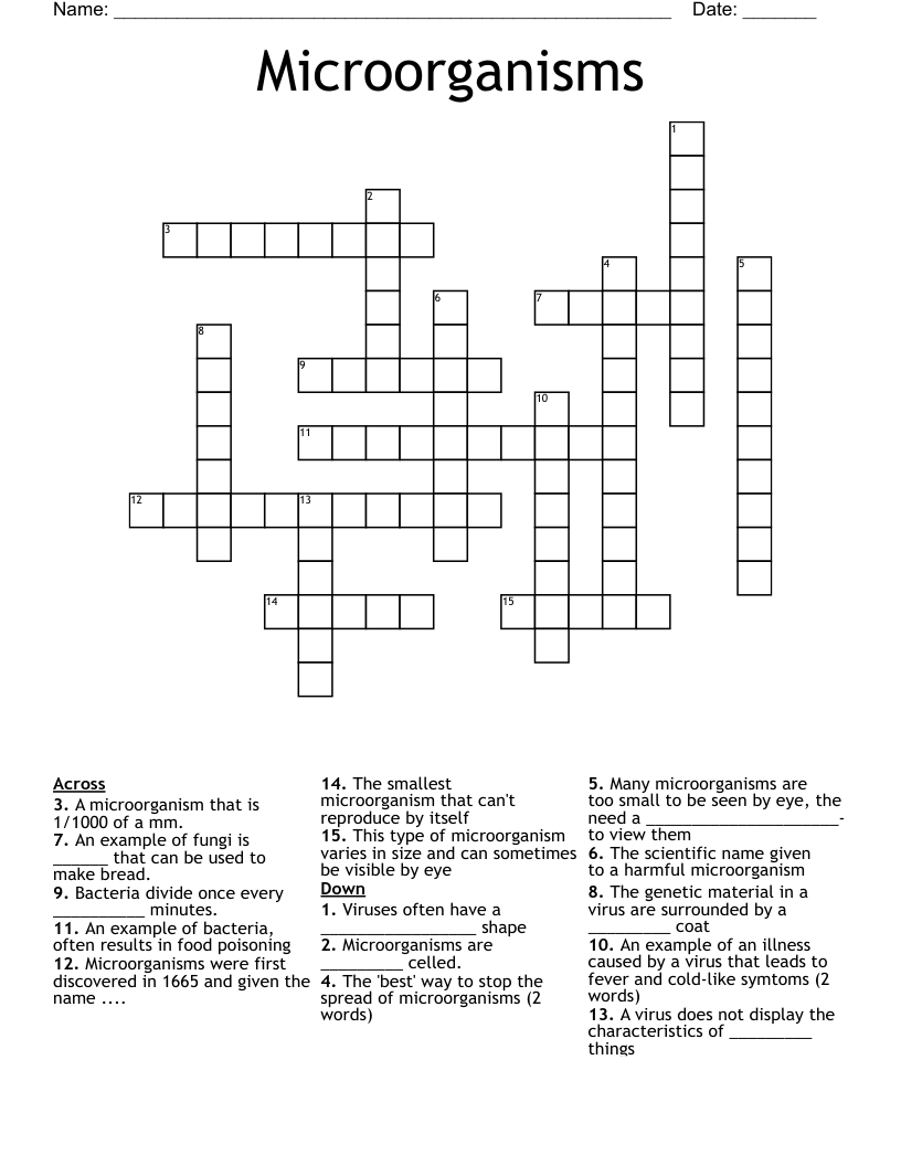 Microorganisms Crossword