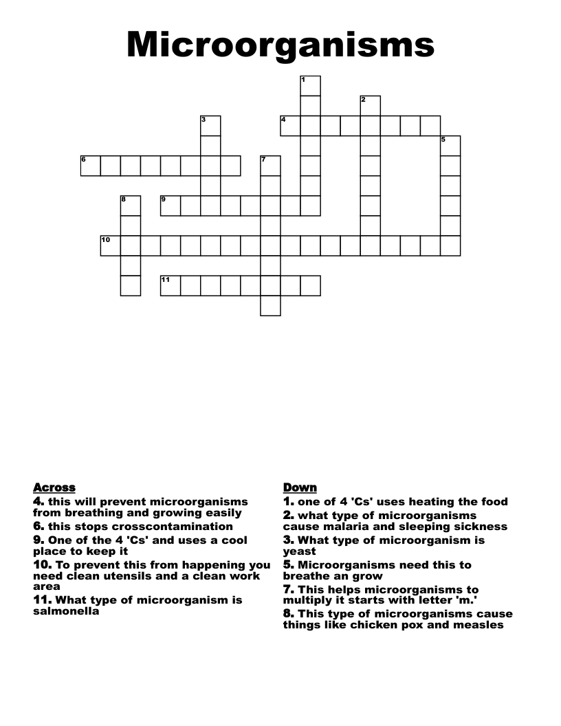 Microorganisms Crossword
