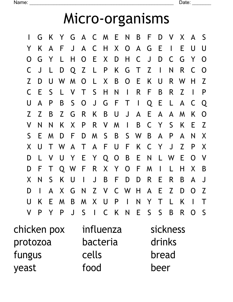 Micro-organisms Word Search