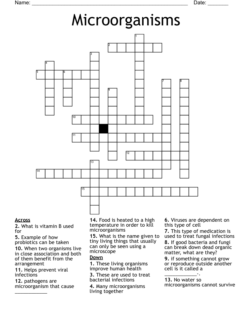 Microorganisms  Crossword