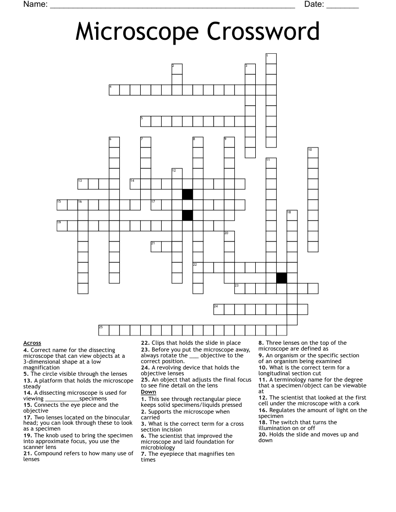 Microscope Crossword