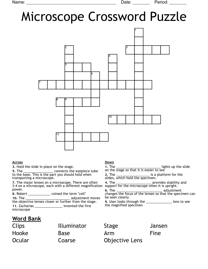 Microscope Crossword Puzzle