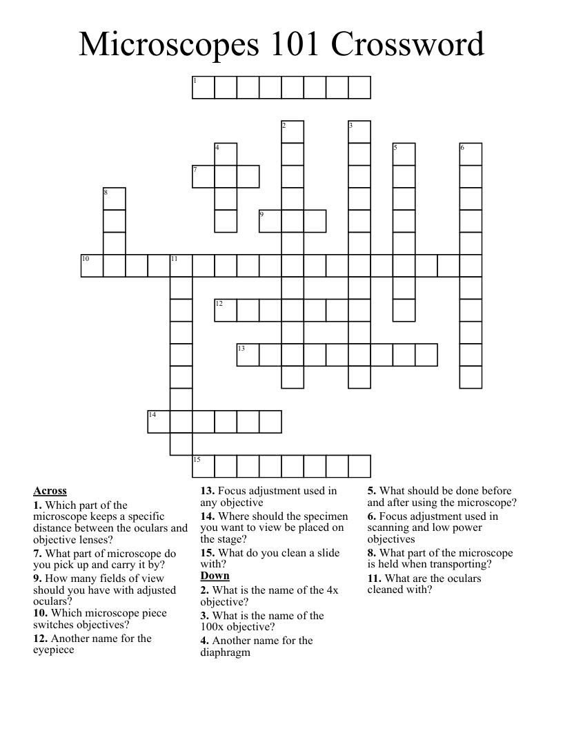 Microscopes 101 Crossword