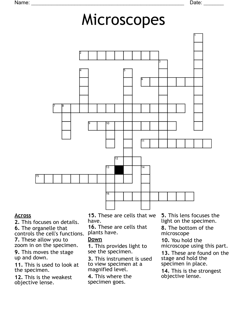 Microscopes Crossword