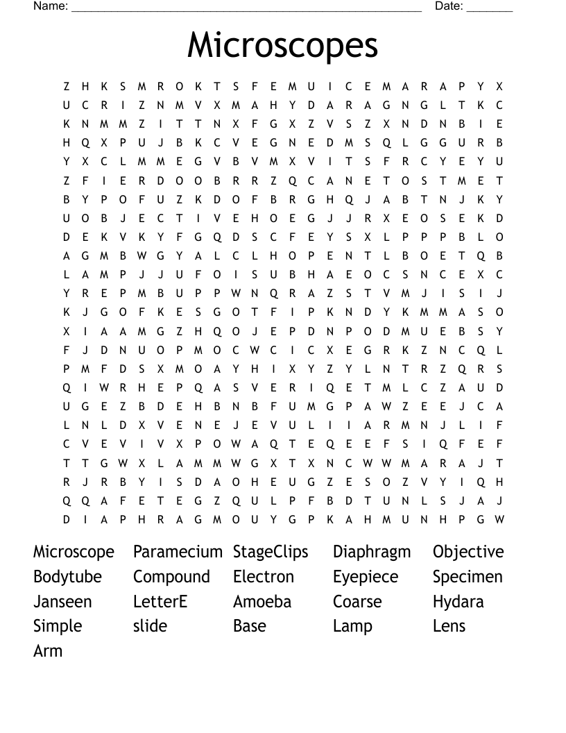 Microscopes Word Search