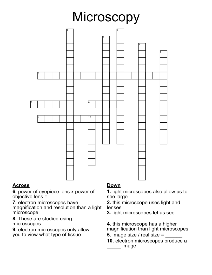 Microscopy Crossword
