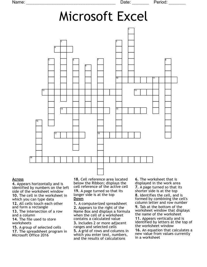Microsoft Excel Crossword