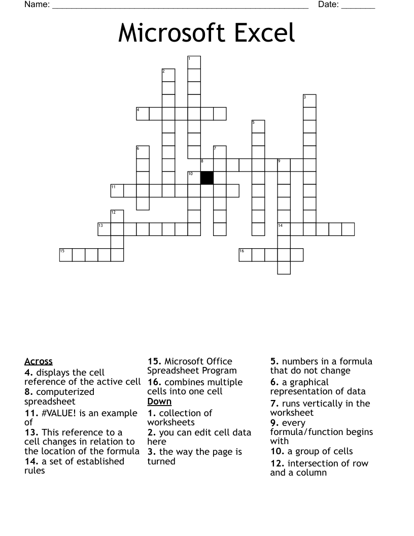 Microsoft Excel Crossword