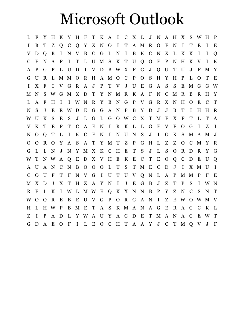 Microsoft Outlook Word Search