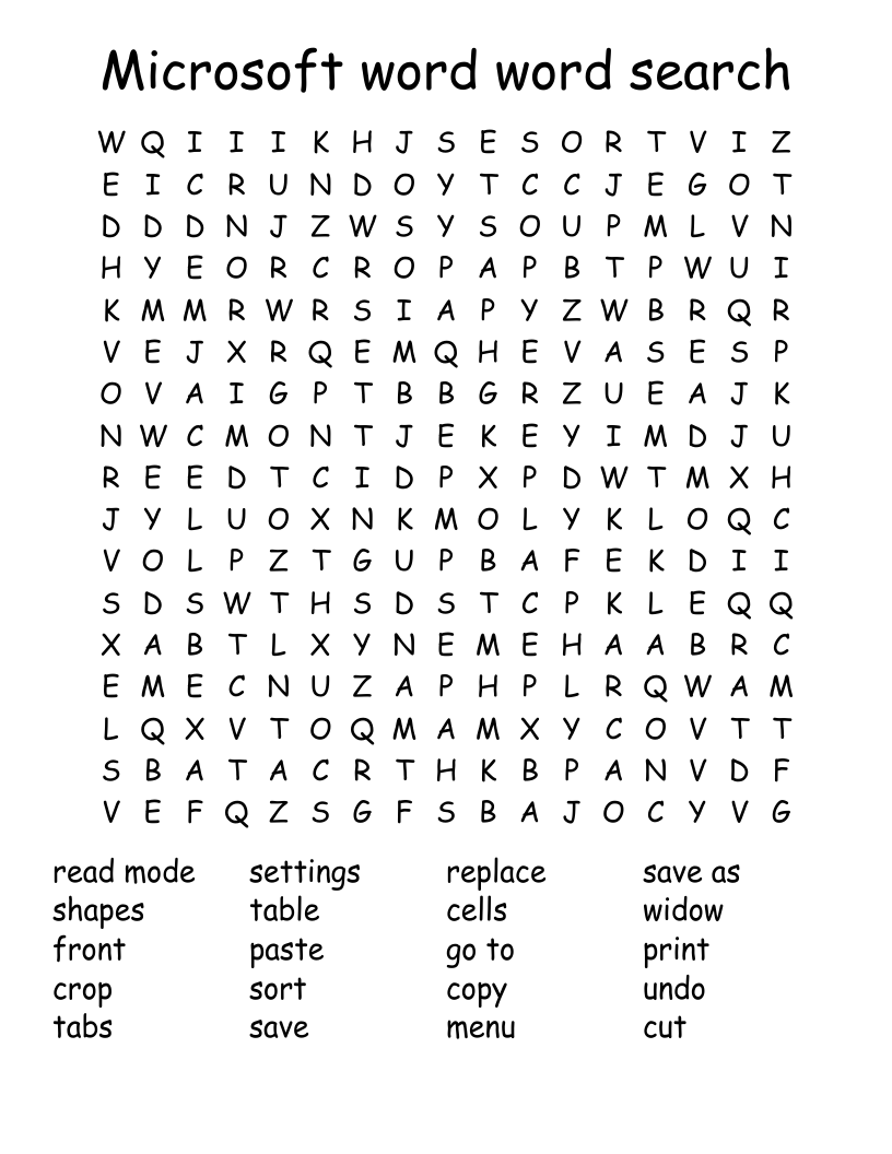 Microsoft word word search 