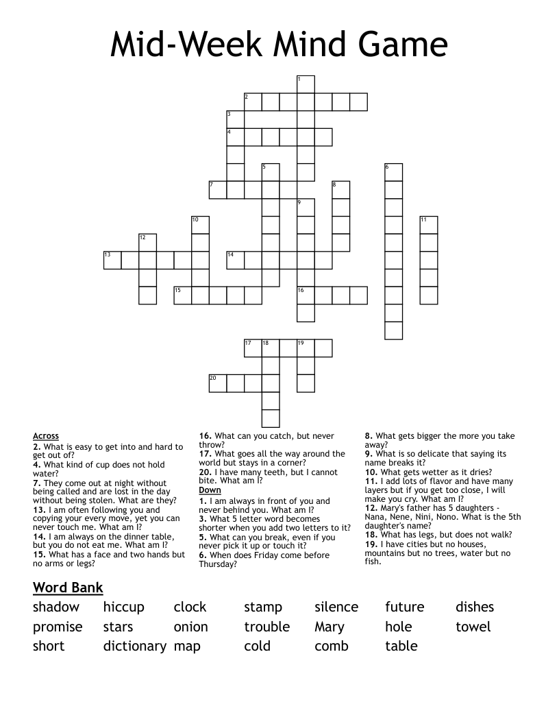 Mid-Week Mind Game Crossword