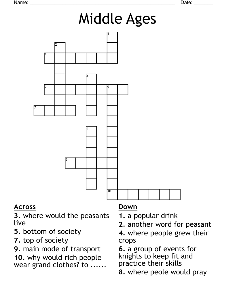 Middle Ages Crossword