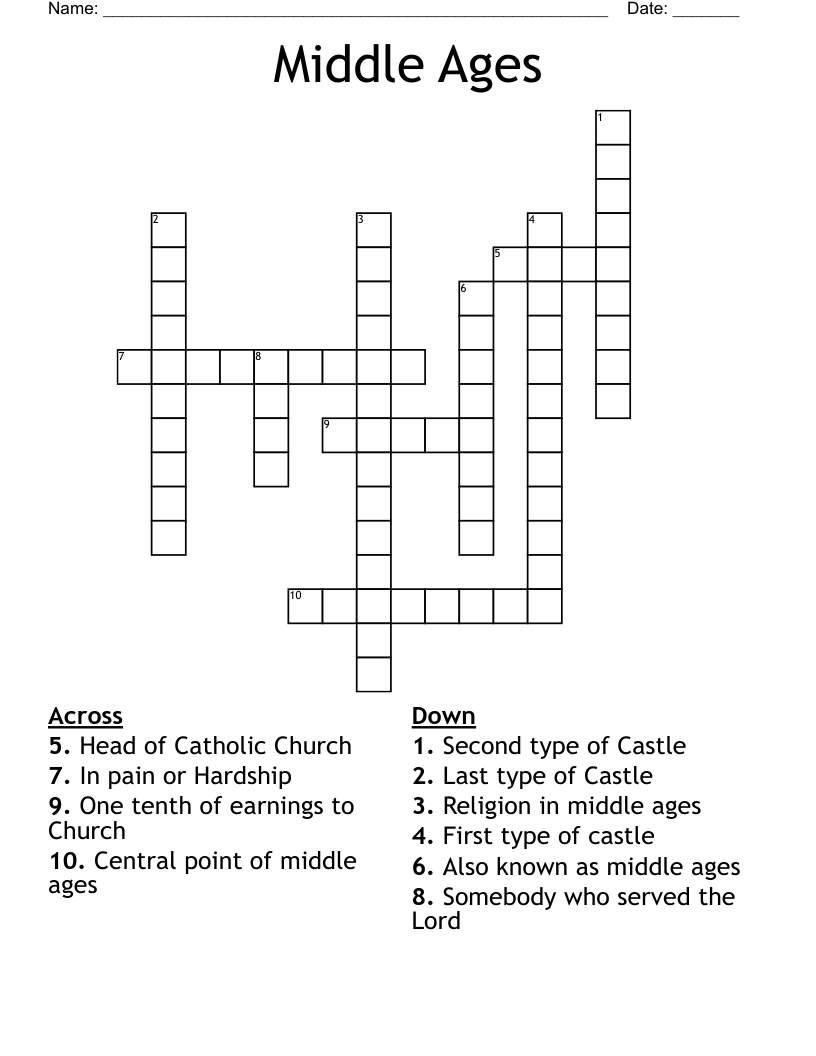 Middle Ages Crossword