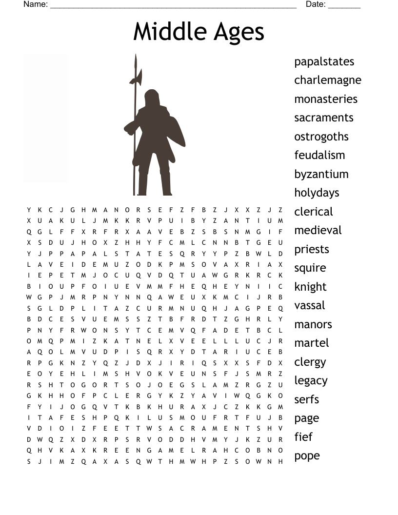 Middle Ages Word Search